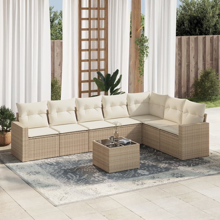 sofasæt til haven 8 dele med hynder polyrattan beige