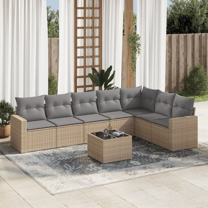 sofasæt til haven 8 dele med hynder polyrattan beige