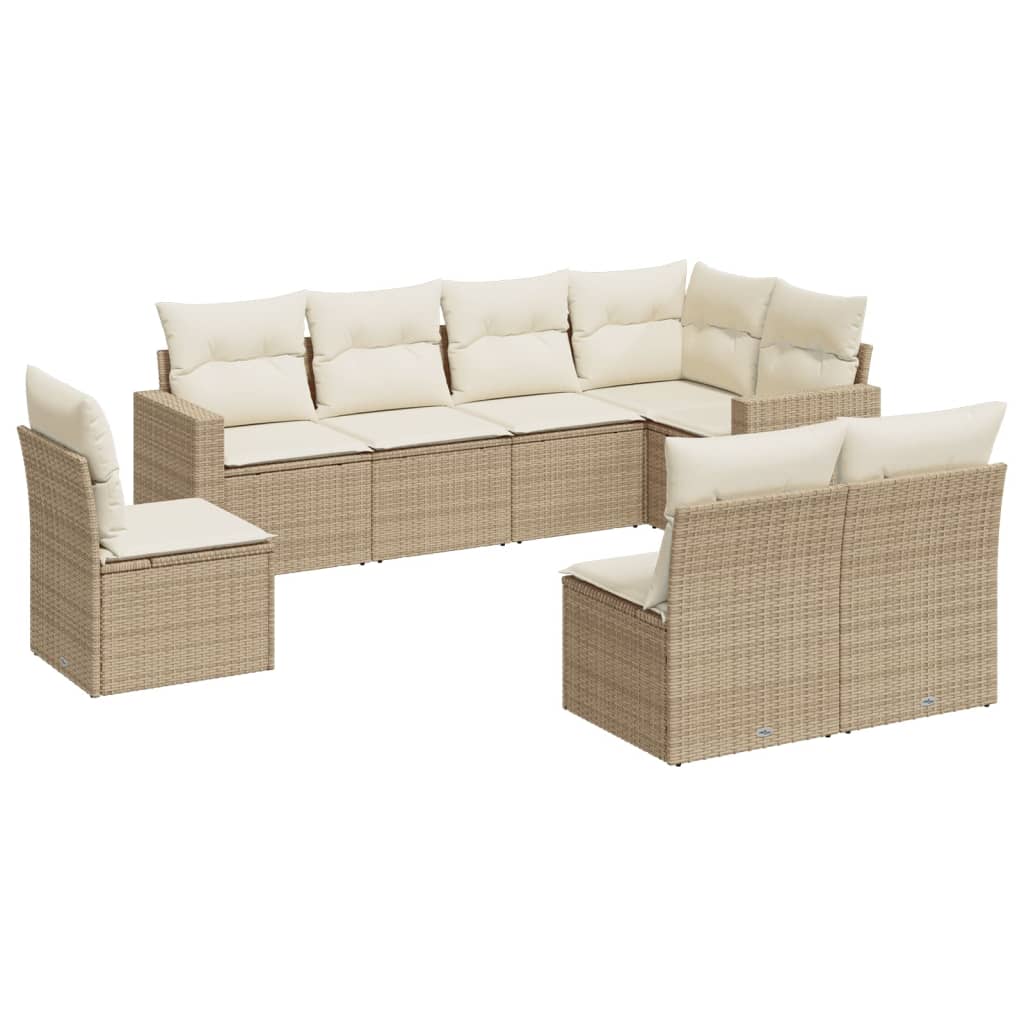 sofasæt til haven 8 dele med hynder polyrattan beige