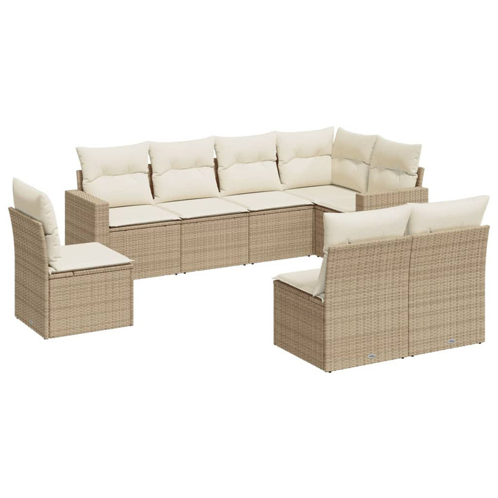 sofasæt til haven 8 dele med hynder polyrattan beige