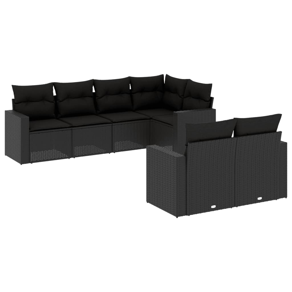 sofasæt til haven 7 dele med hynder polyrattan sort