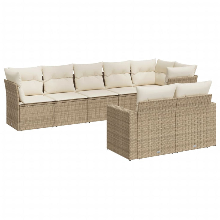 sofasæt til haven 8 dele med hynder polyrattan beige