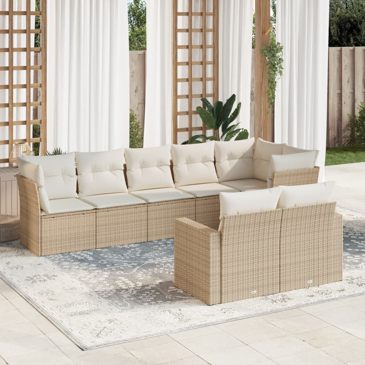 sofasæt til haven 8 dele med hynder polyrattan beige