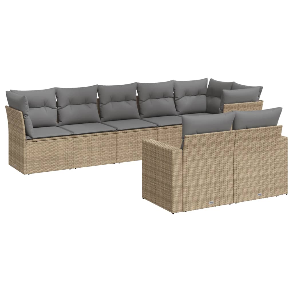sofasæt til haven 8 dele med hynder polyrattan beige