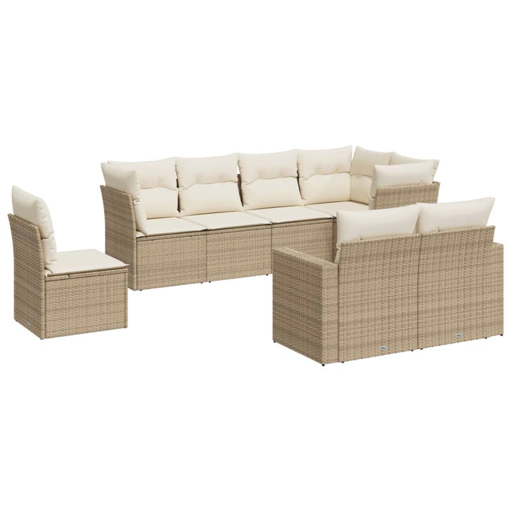 sofasæt til haven 8 dele med hynder polyrattan beige