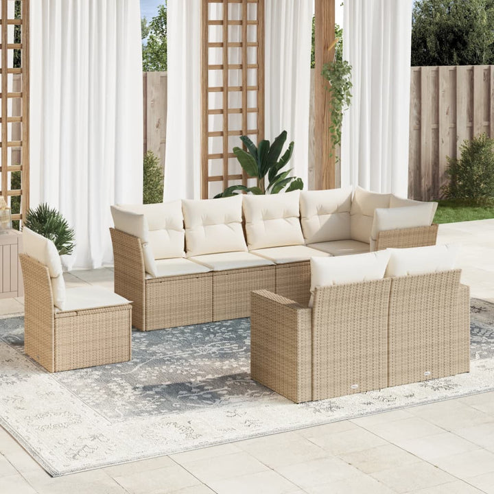 sofasæt til haven 8 dele med hynder polyrattan beige