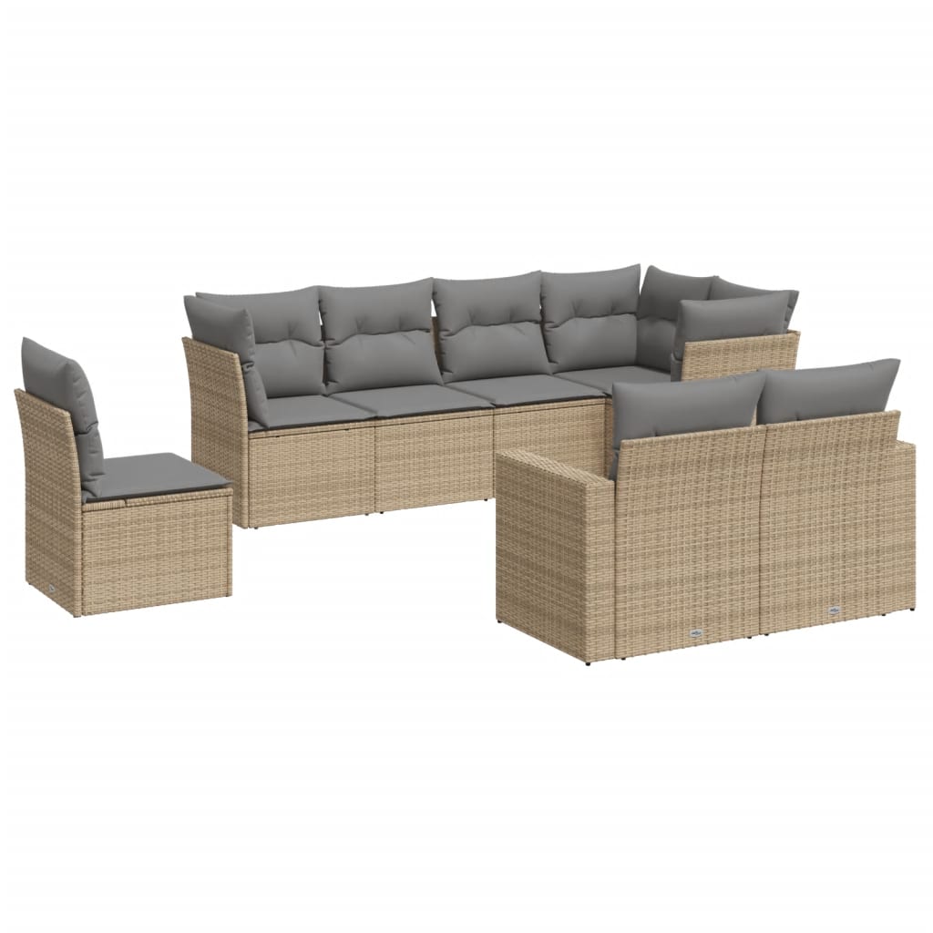 sofasæt til haven 8 dele med hynder polyrattan beige