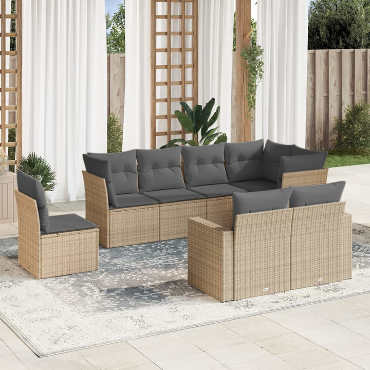 sofasæt til haven 8 dele med hynder polyrattan beige
