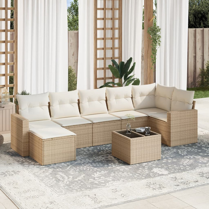 sofasæt til haven 8 dele med hynder polyrattan beige