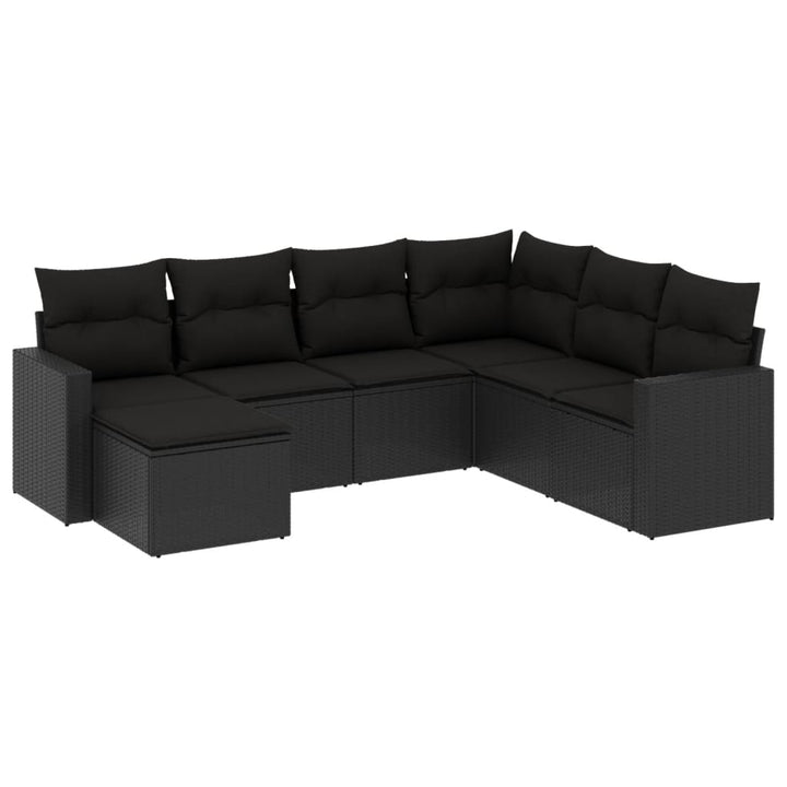 sofasæt til haven 7 dele med hynder polyrattan sort