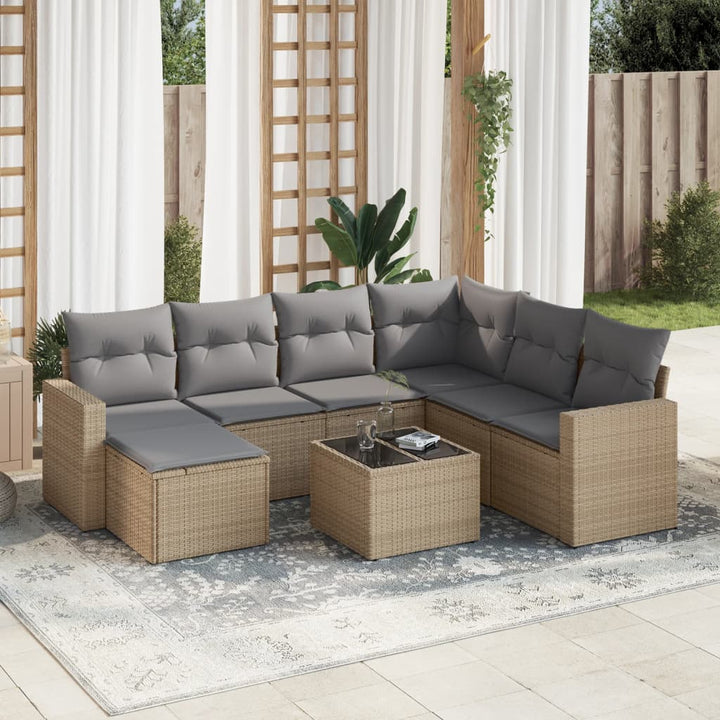 sofasæt til haven 8 dele med hynder polyrattan beige