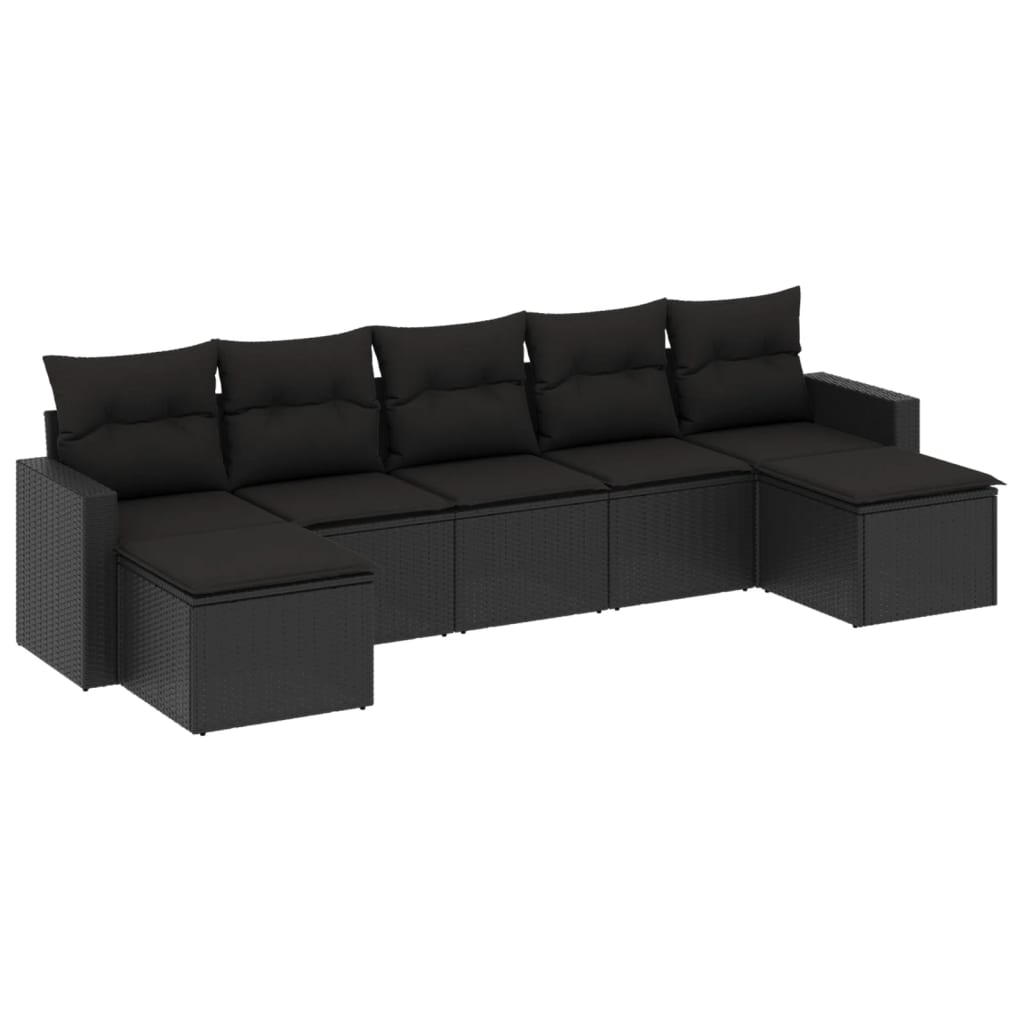 sofasæt til haven 7 dele med hynder polyrattan sort