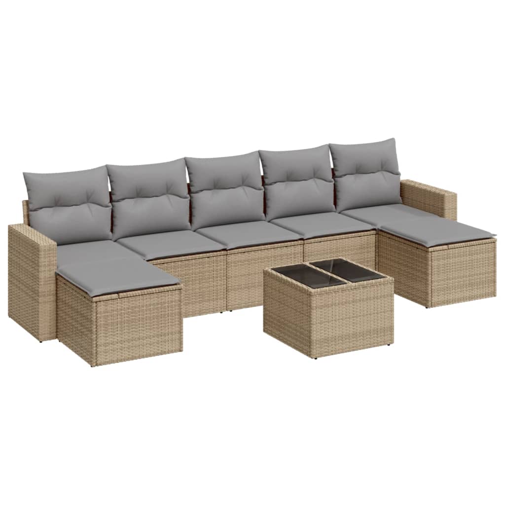 sofasæt til haven 8 dele med hynder polyrattan beige