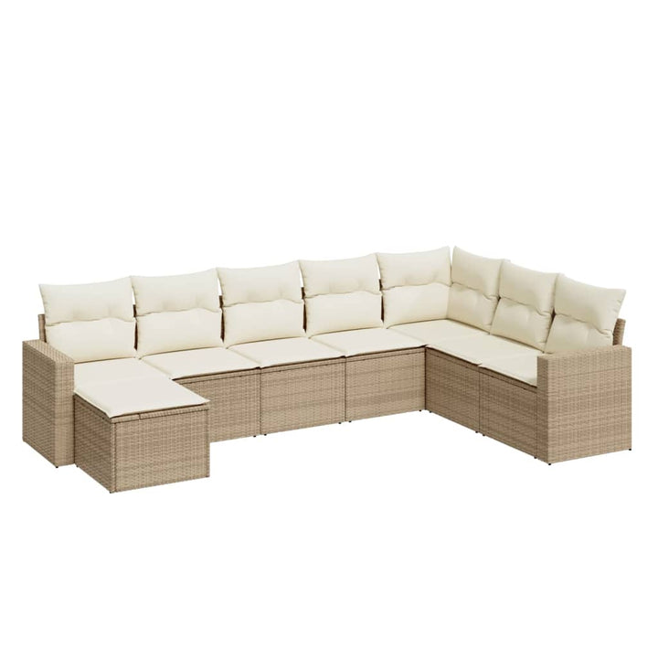 sofasæt til haven 8 dele med hynder polyrattan beige