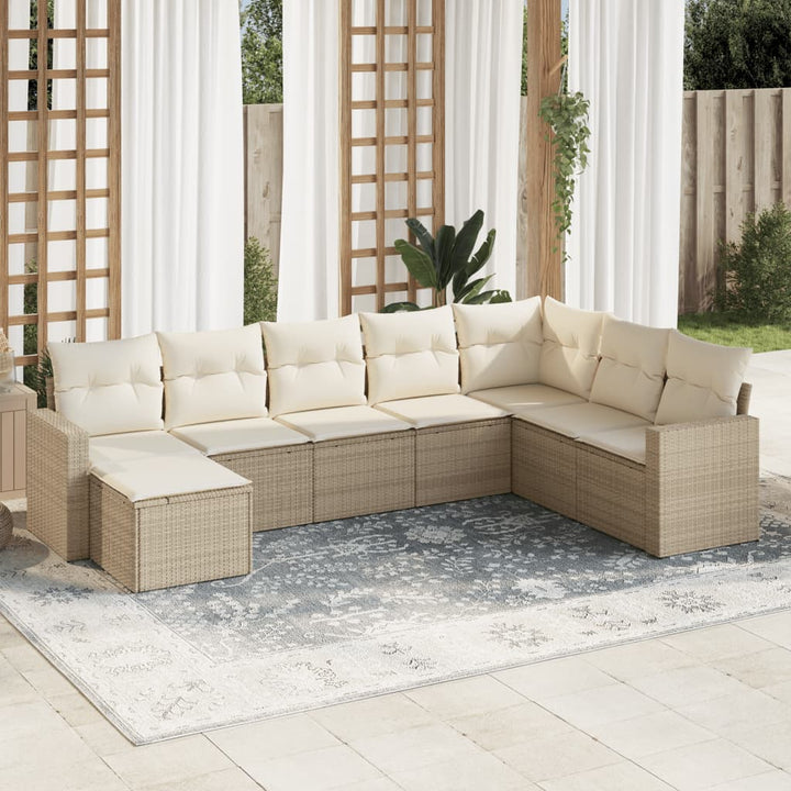 sofasæt til haven 8 dele med hynder polyrattan beige