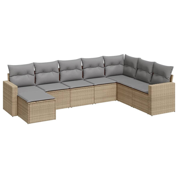 sofasæt til haven 8 dele med hynder polyrattan beige