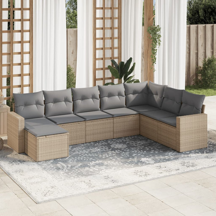 sofasæt til haven 8 dele med hynder polyrattan beige