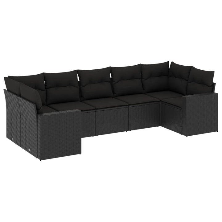 sofasæt til haven 7 dele med hynder polyrattan sort