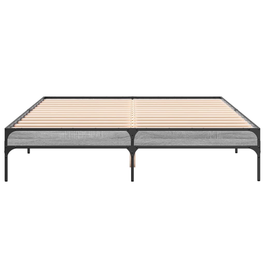 sengestel 160x200 cm konstrueret træ og metal grå sonoma-eg