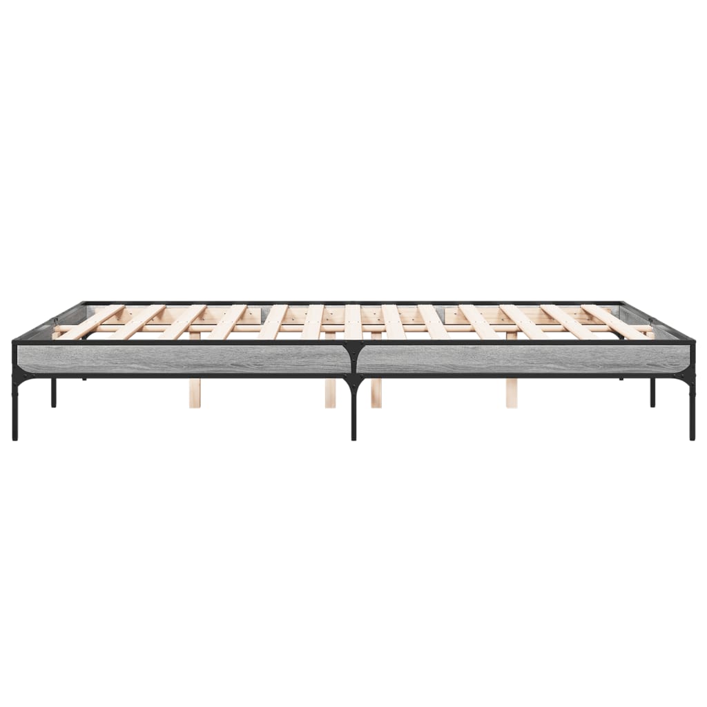 sengestel 160x200 cm konstrueret træ og metal grå sonoma-eg