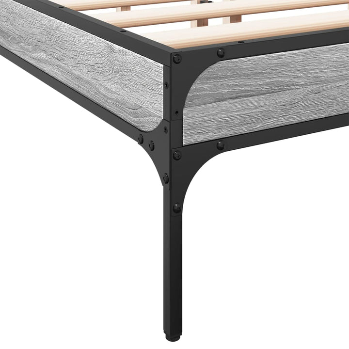 sengestel 160x200 cm konstrueret træ og metal grå sonoma-eg