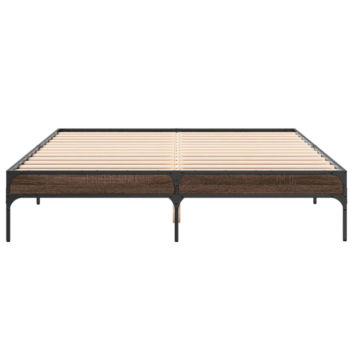 sengestel 160x200 cm konstrueret træ og metal brun egetræ