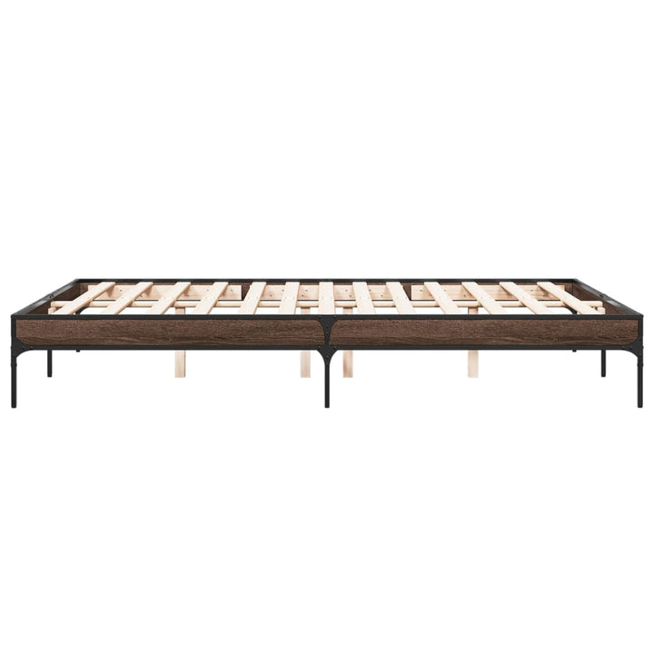 sengestel 160x200 cm konstrueret træ og metal brun egetræ