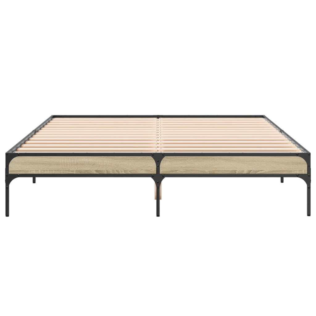sengestel 150x200 cm konstrueret træ og metal sonoma-eg