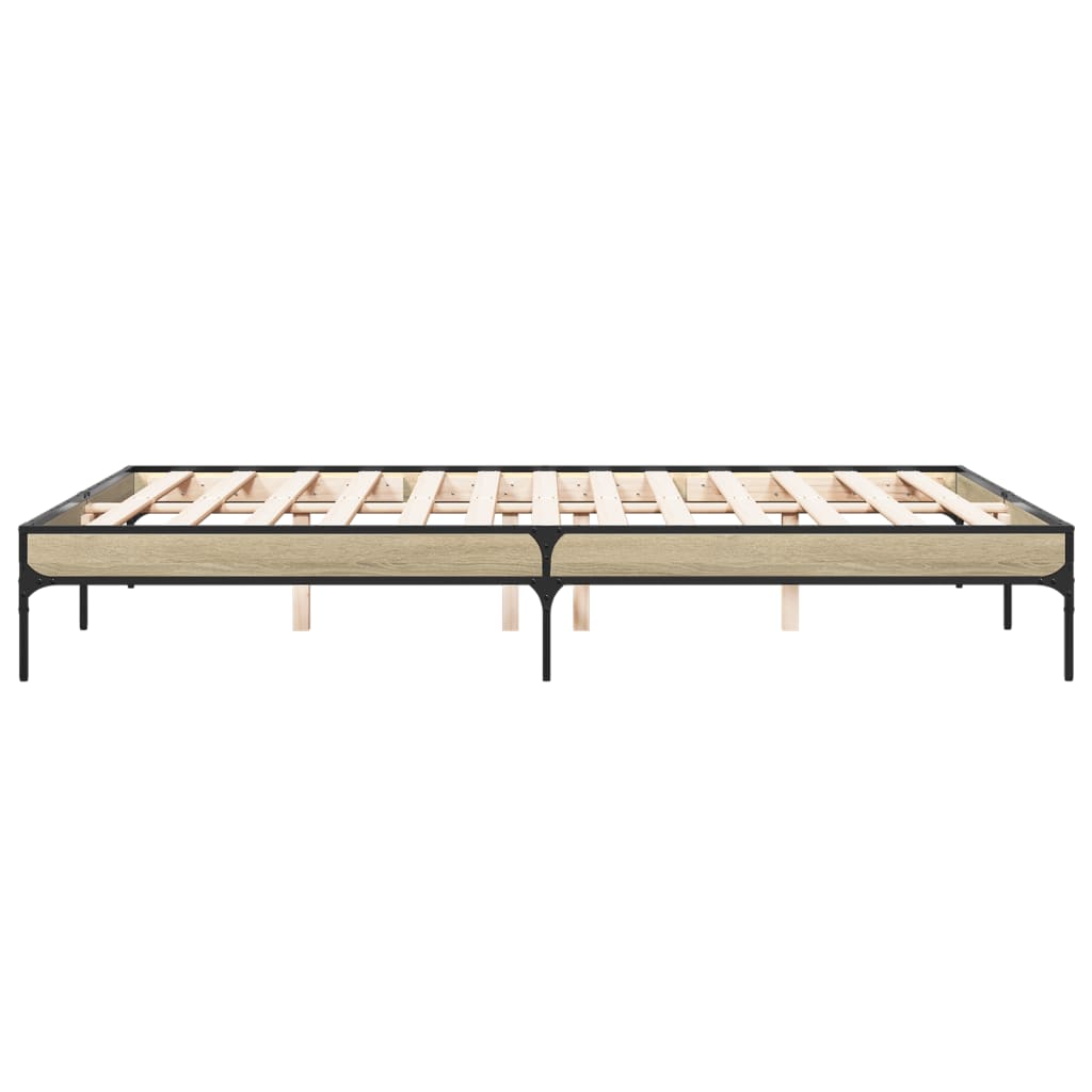 sengestel 150x200 cm konstrueret træ og metal sonoma-eg