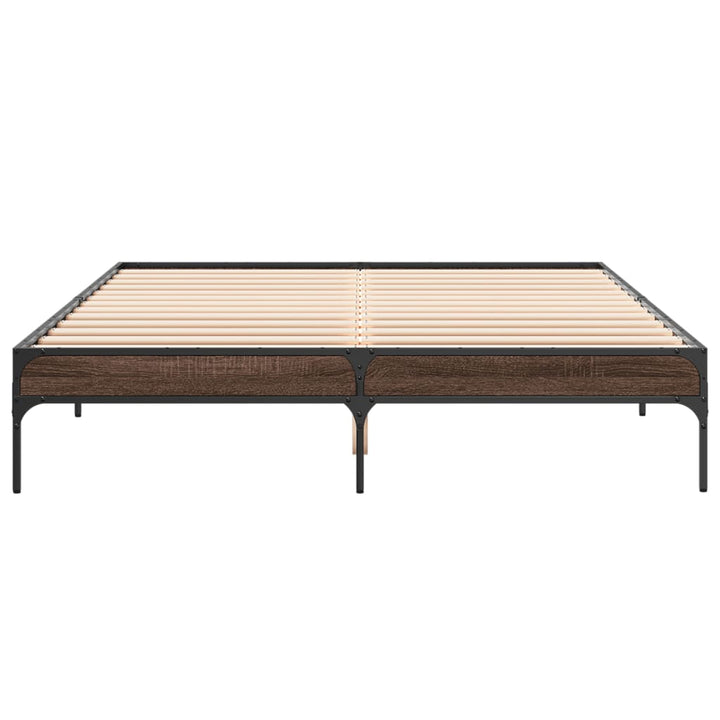 sengestel 150x200 cm konstrueret træ og metal brun egetræ