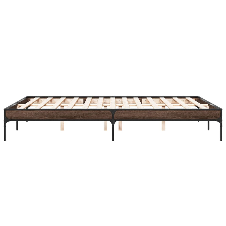 sengestel 150x200 cm konstrueret træ og metal brun egetræ