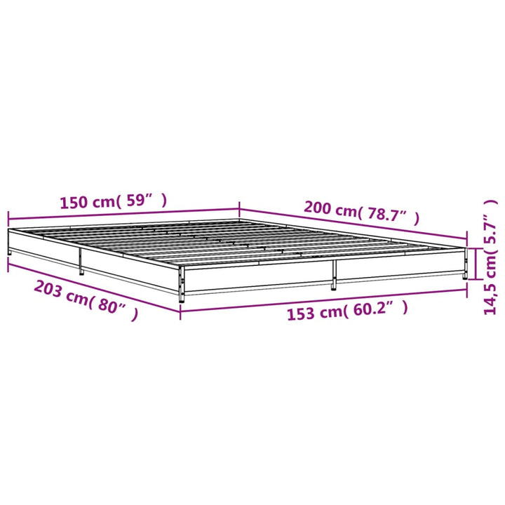 sengestel 150x200 cm konstrueret træ og metal sort
