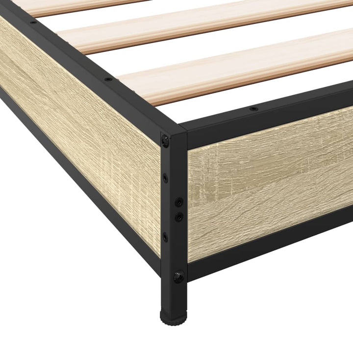 sengestel 150x200 cm konstrueret træ og metal sonoma-eg