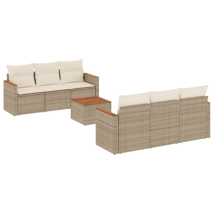 sofasæt til haven 7 dele med hynder polyrattan beige