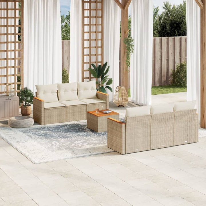 sofasæt til haven 7 dele med hynder polyrattan beige