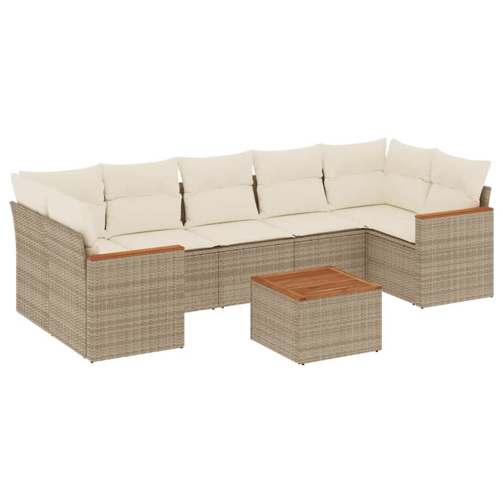 sofasæt til haven 8 dele med hynder polyrattan beige