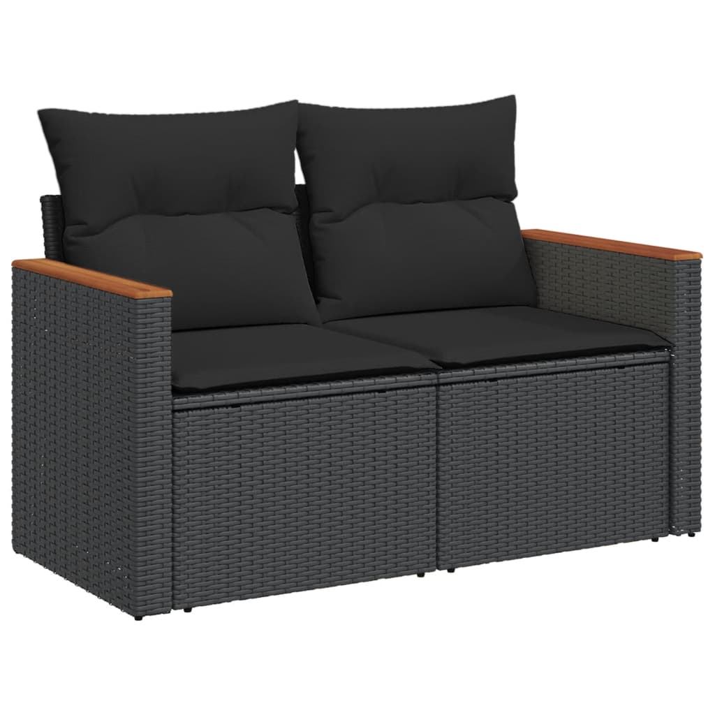 sofasæt til haven 7 dele med hynder polyrattan sort