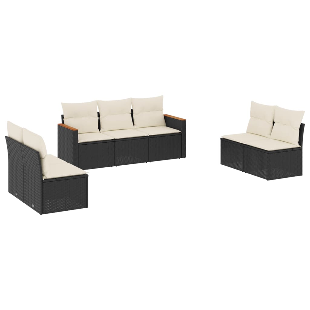 sofasæt til haven 7 dele med hynder polyrattan sort