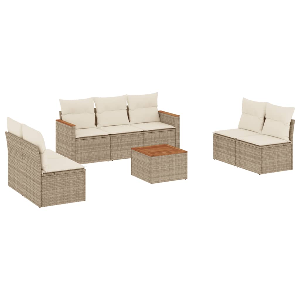sofasæt til haven 8 dele med hynder polyrattan beige