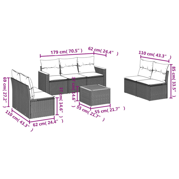 sofasæt til haven 8 dele med hynder polyrattan beige