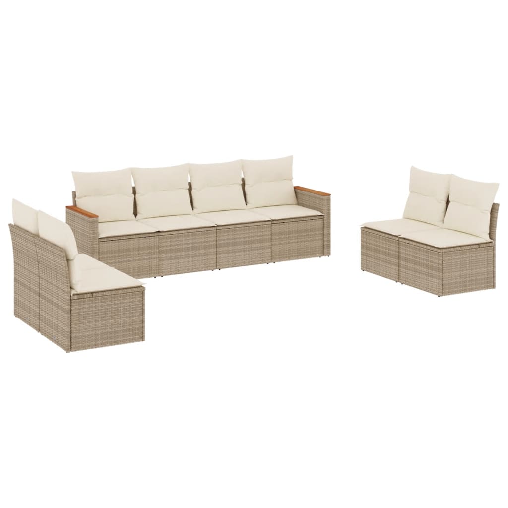 sofasæt til haven 8 dele med hynder polyrattan beige