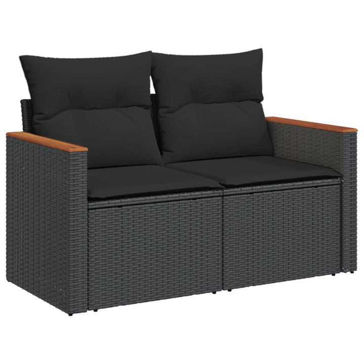 sofasæt til haven 7 dele med hynder polyrattan sort