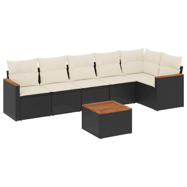 sofasæt til haven 7 dele med hynder polyrattan sort