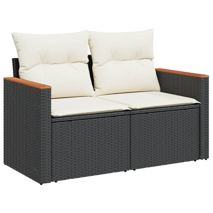 sofasæt til haven 7 dele med hynder polyrattan sort