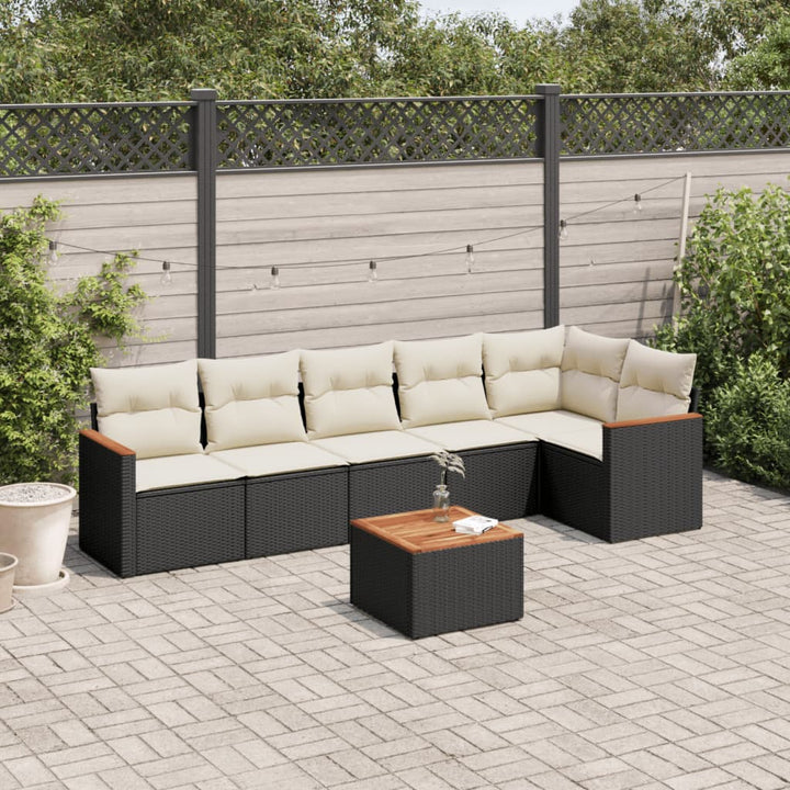 sofasæt til haven 7 dele med hynder polyrattan sort