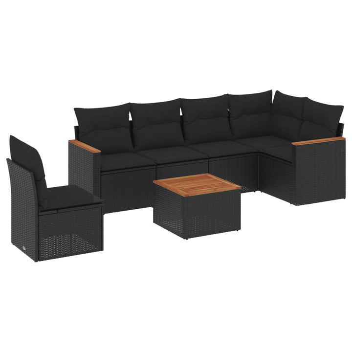 sofasæt til haven 7 dele med hynder polyrattan sort
