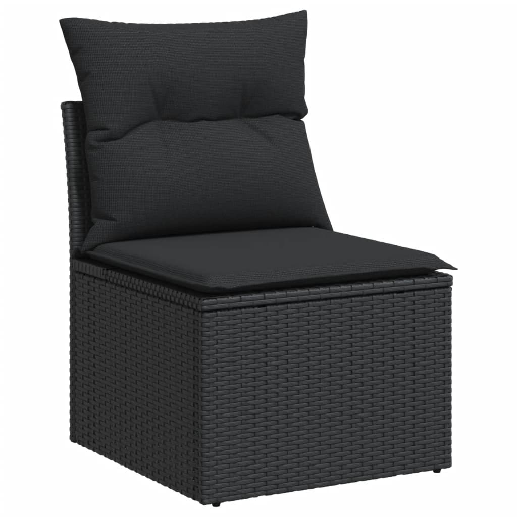 sofasæt til haven 7 dele med hynder polyrattan sort