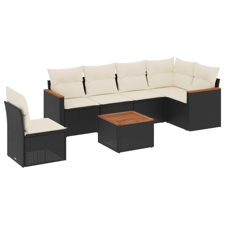 sofasæt til haven 7 dele med hynder polyrattan sort