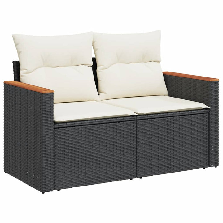 sofasæt til haven 7 dele med hynder polyrattan sort