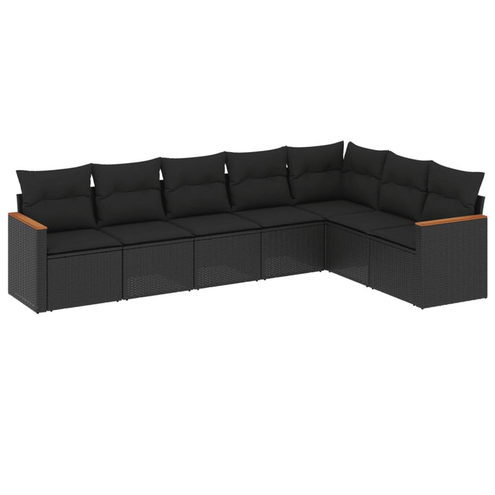 sofasæt til haven 7 dele med hynder polyrattan sort
